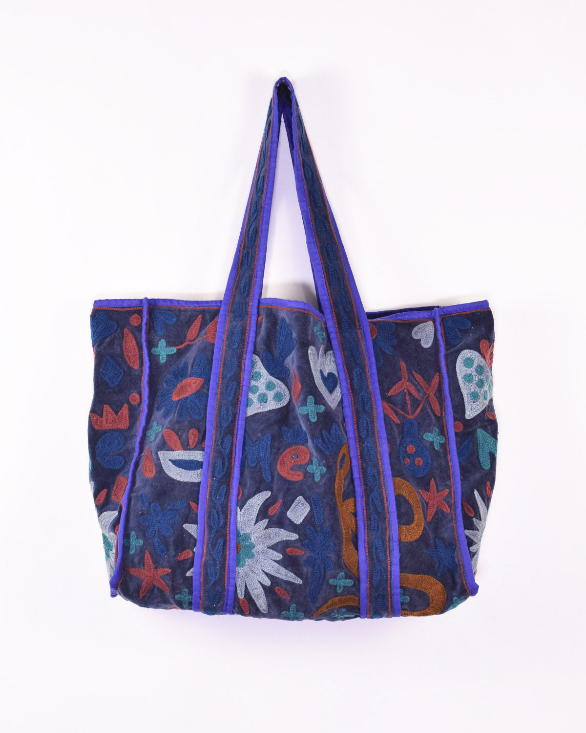 Velvet Suzani Embroidered Oversized Tote Bag - 02 image 0