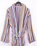 Organic Turkish Cotton Plush Terry Cloth Robe - Multicolored Checkered image 0