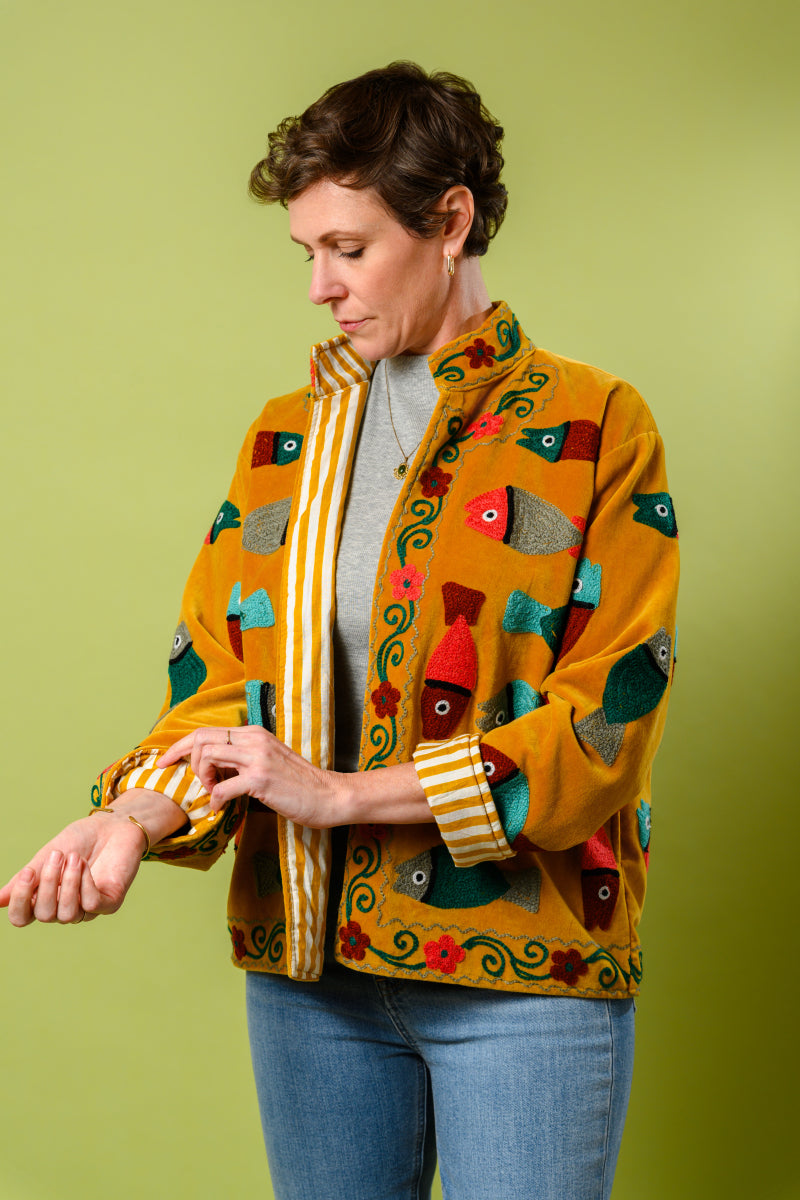 Coastal Dream Embroidered Velvet Jacket - 01 image 0