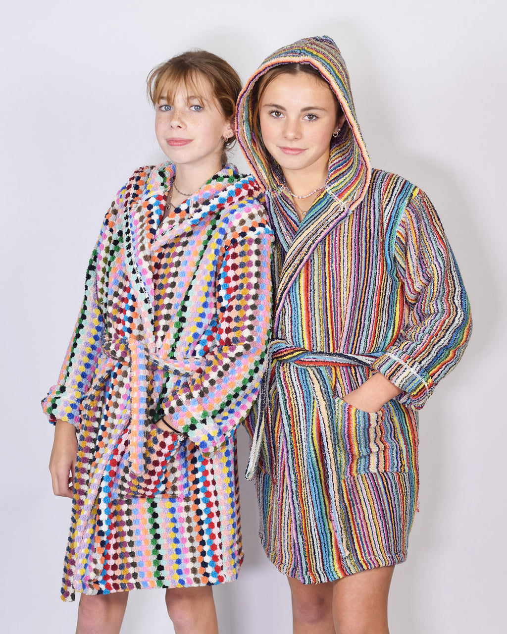 KIDS Organic Turkish Cotton Plush Terry Cloth Robe - Rainbow Missoni Stripes image 2