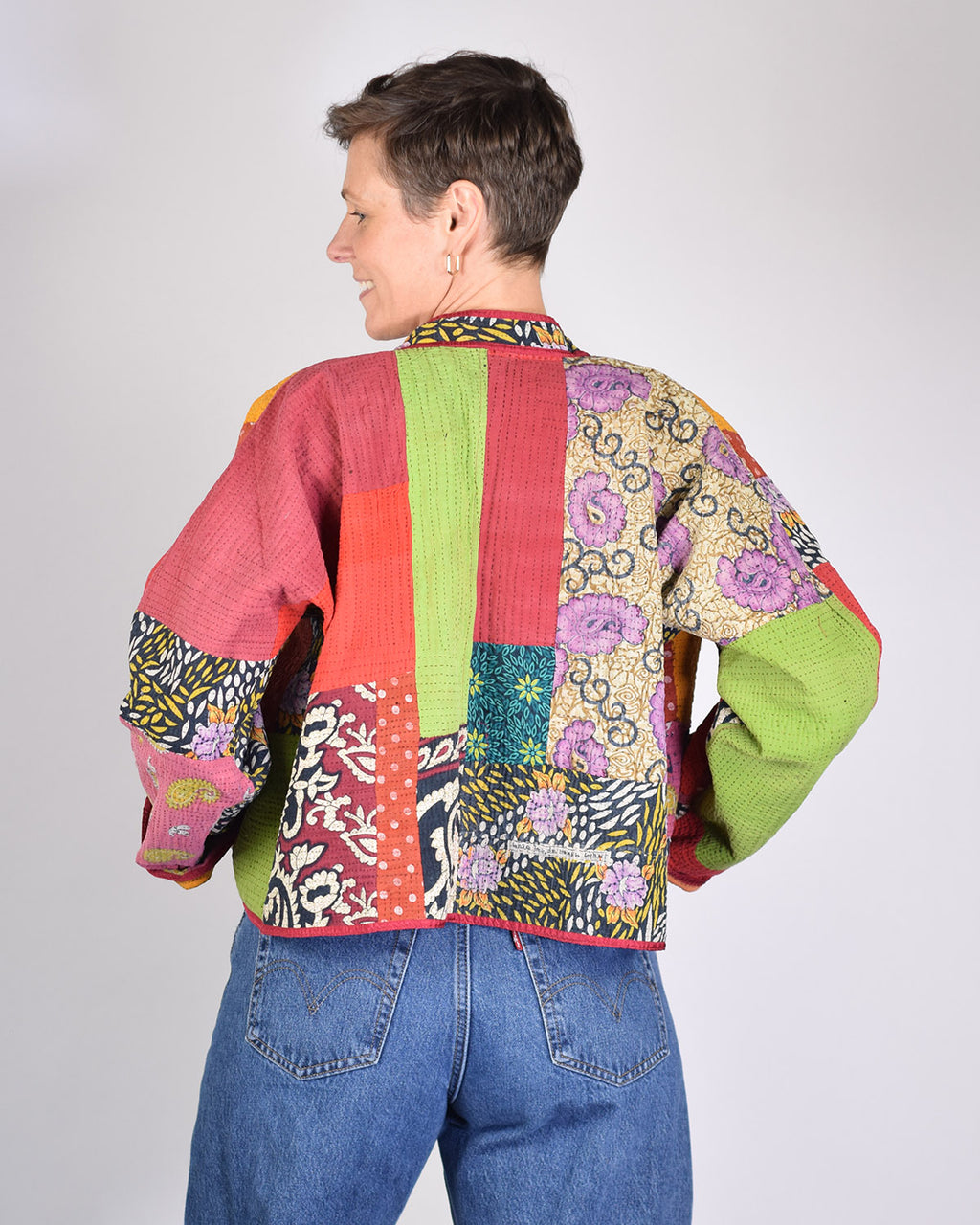 Sofie Quilted Reversible Patchwork Kantha Jacket - 07 image 7