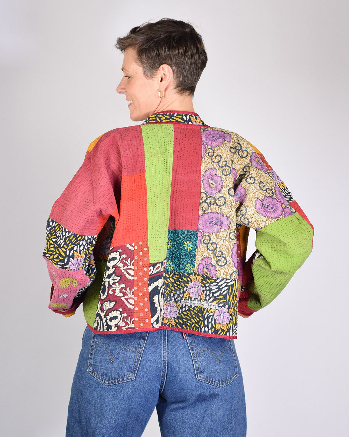 Sofie Quilted Reversible Patchwork Kantha Jacket - 07 image 7