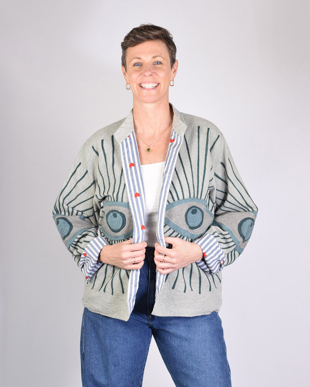Lightweight Evil Eye Canvas Embroidered Jacket - 12 image 3