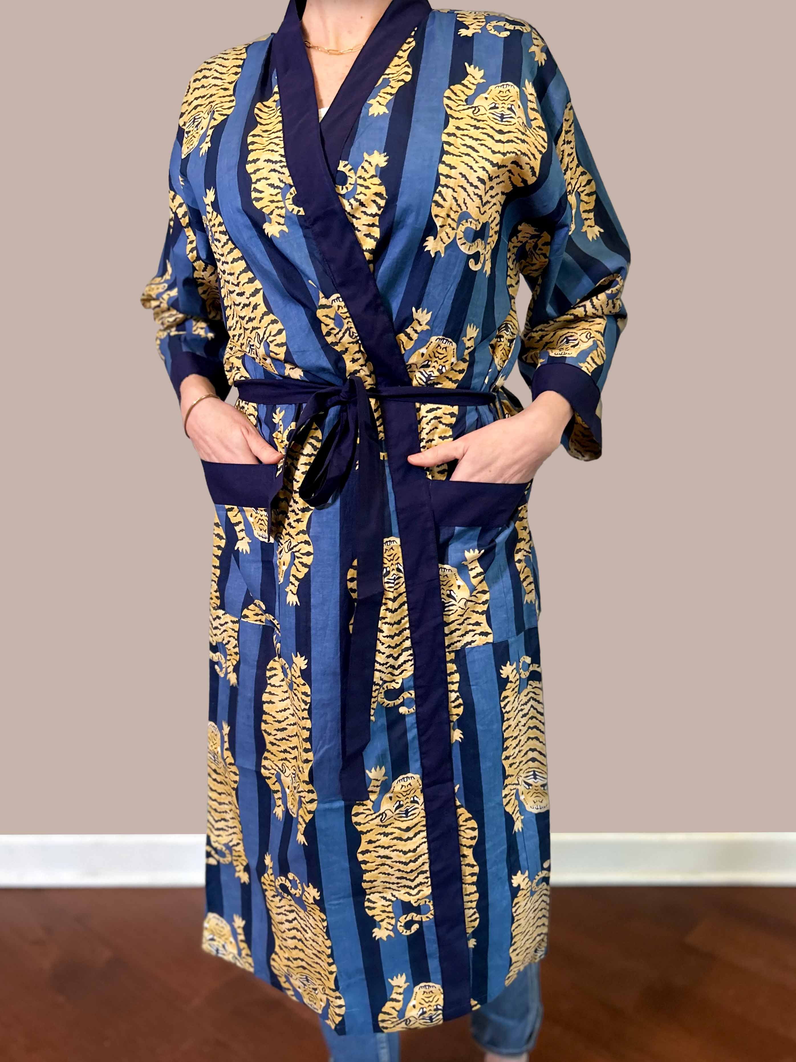Lightweight Cotton Robe - Blue Tiger image 2
