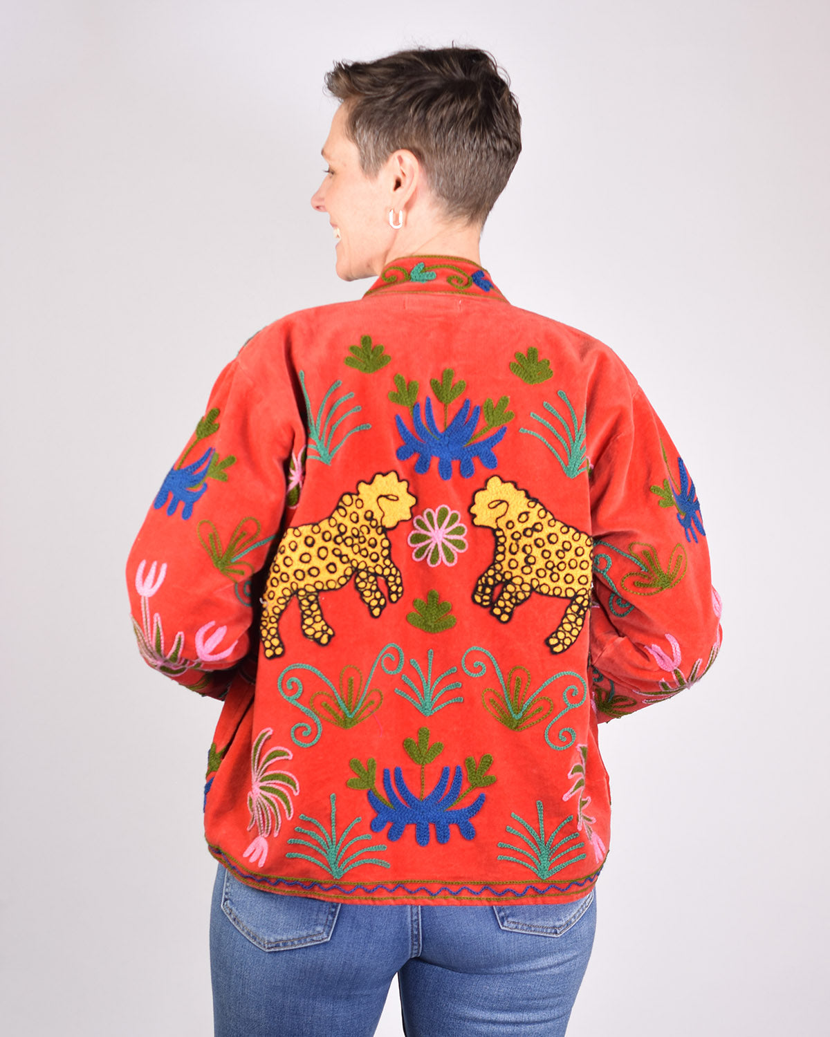 Leopard Jungle Embroidered Velvet Jacket - 04 image 0