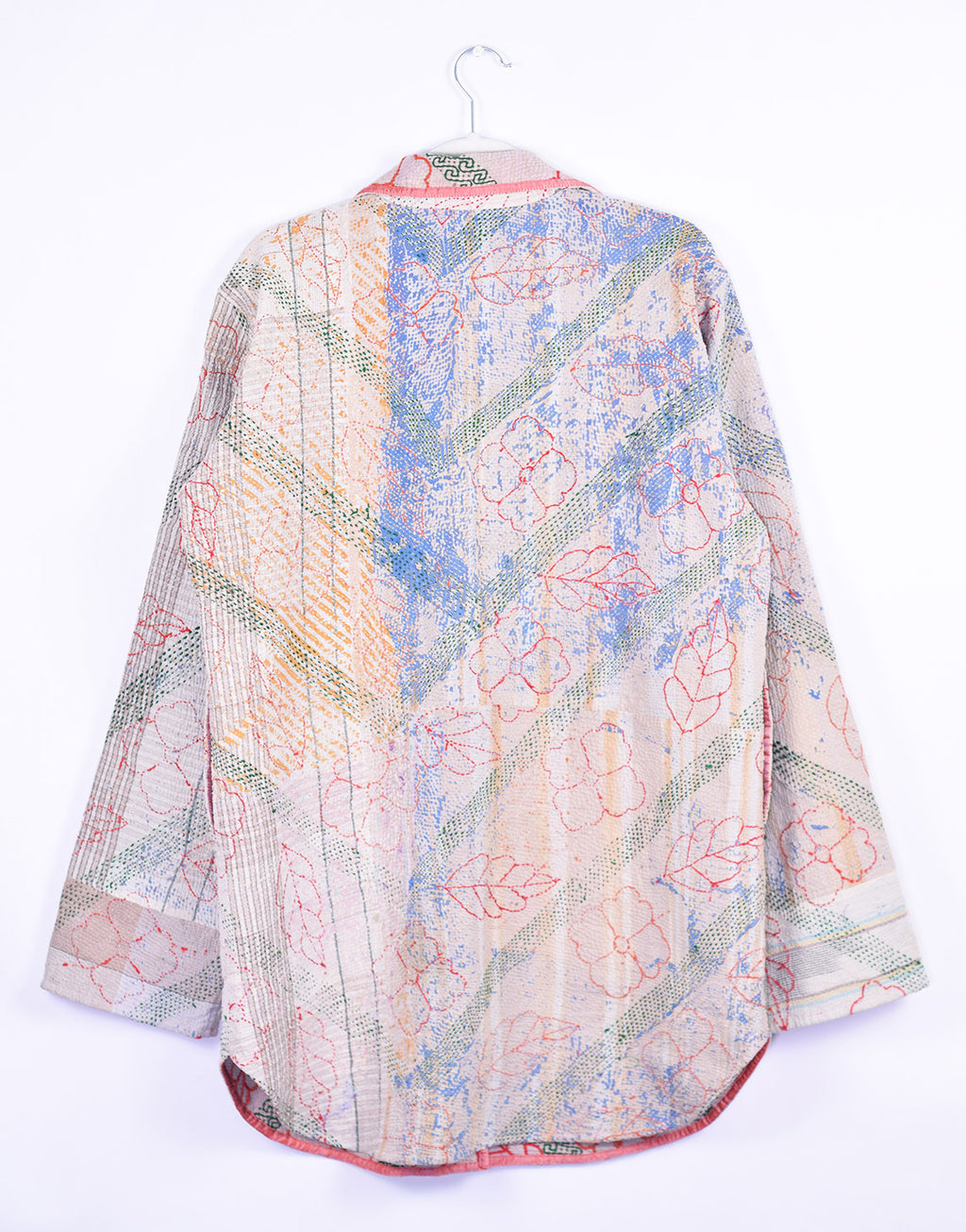 Frankie Long Quilted Reversible Patchwork Kantha Jacket -12 image 3