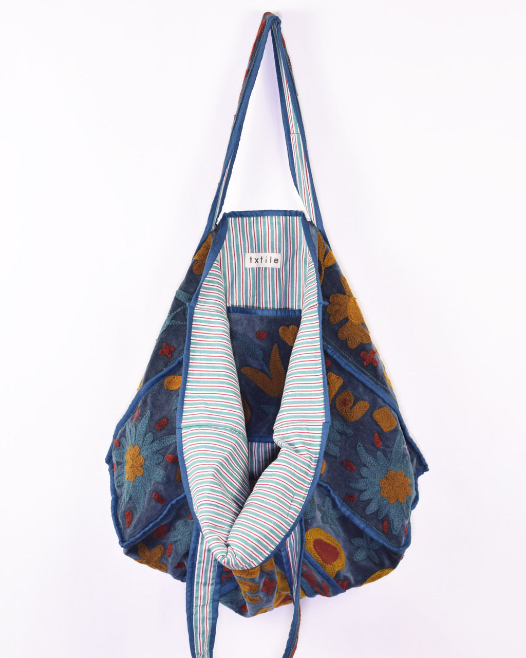 Velvet Suzani Embroidered Oversized Tote Bag - 06 image 1