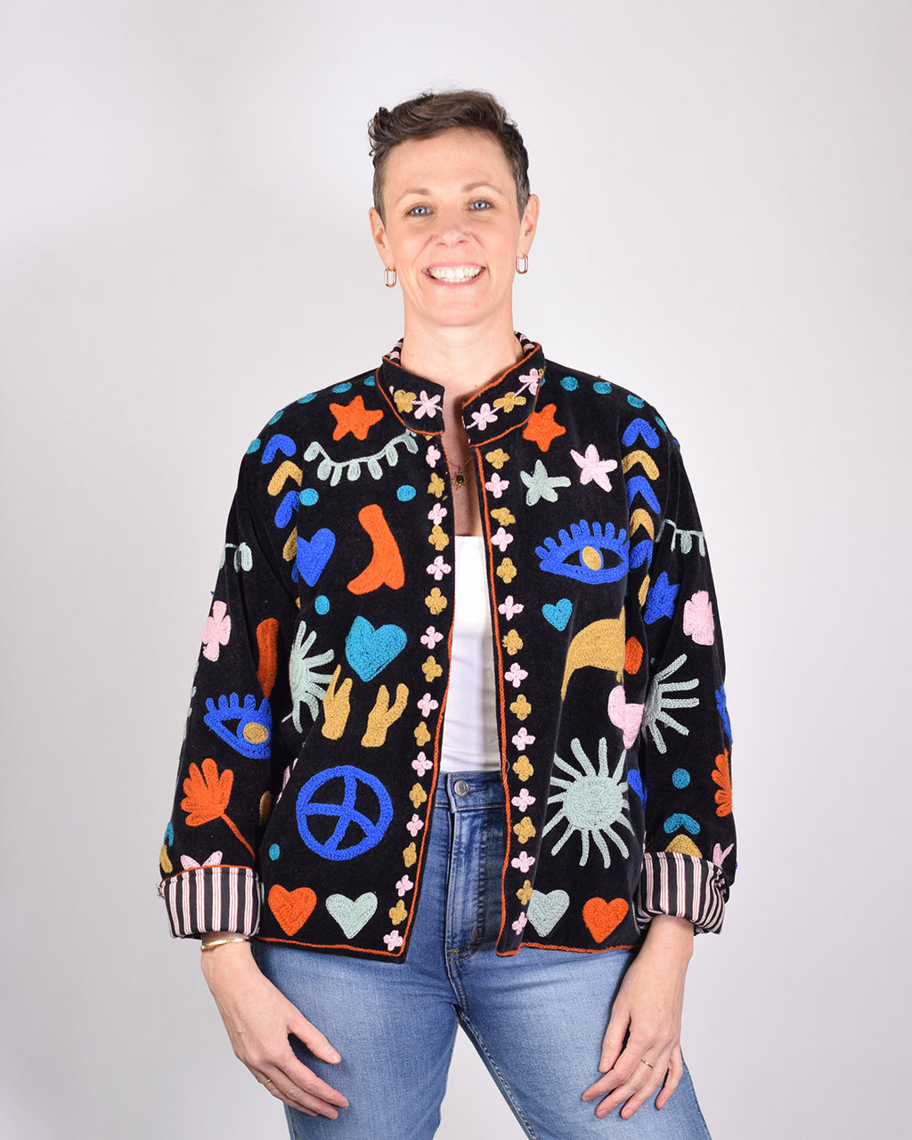 Good Vibes Embroidered Velvet Jacket - 01 image 0