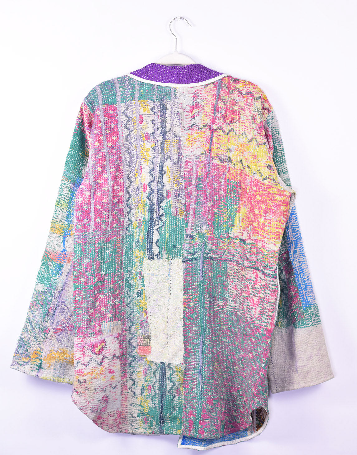 Frankie Long Quilted Reversible Patchwork Kantha Jacket - 05 image 3