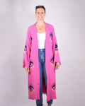 Luxury Turkish Cotton Evil Eye Kimono/Robe - Pink Dahlia image 8