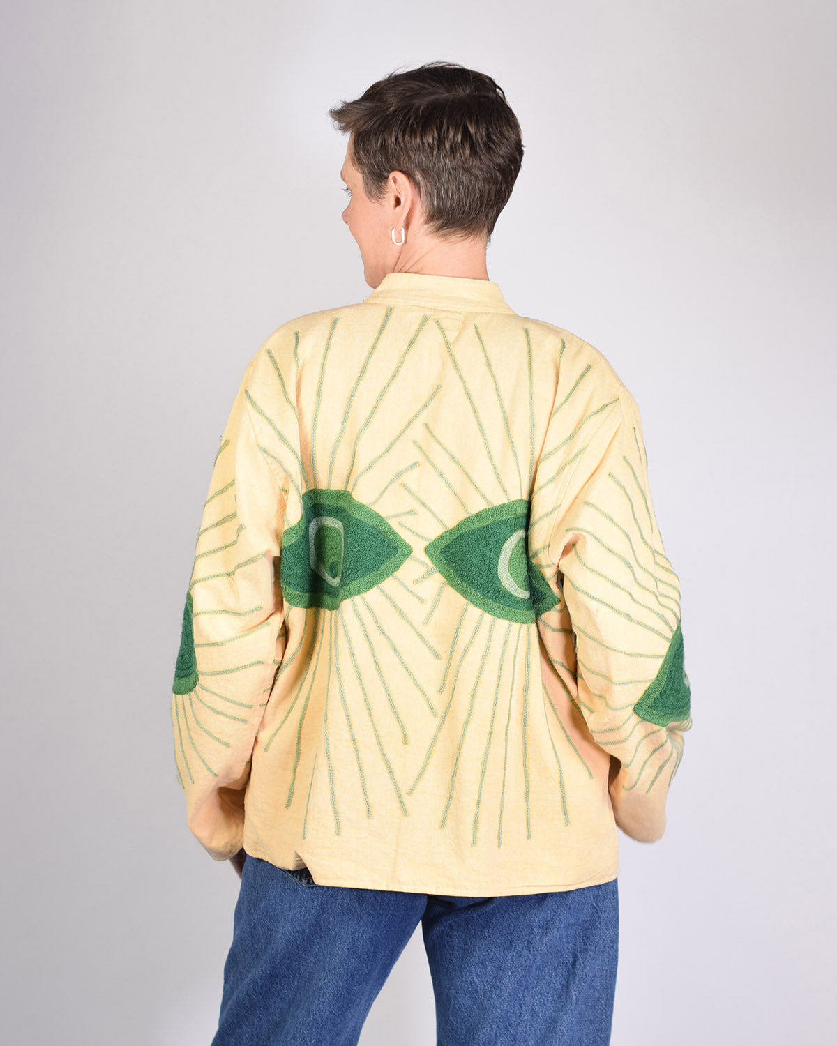 Lightweight Evil Eye Canvas Embroidered Jacket - 08 image 1
