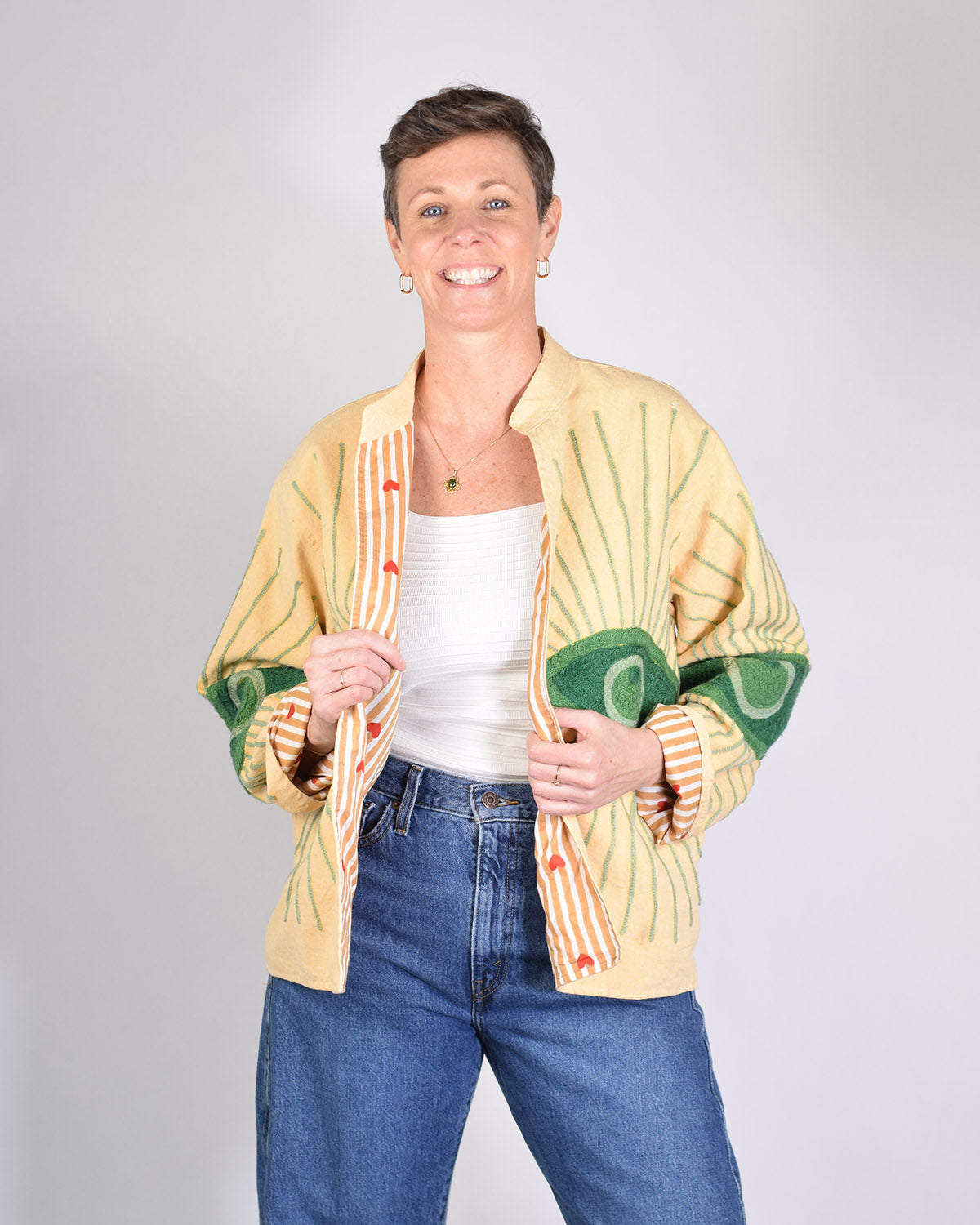 Lightweight Evil Eye Canvas Embroidered Jacket - 08 image 0