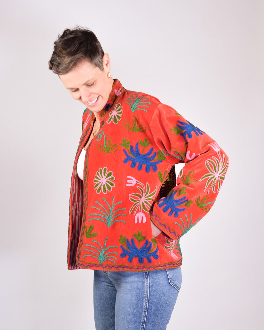 Leopard Jungle Embroidered Velvet Jacket - 04 image 2